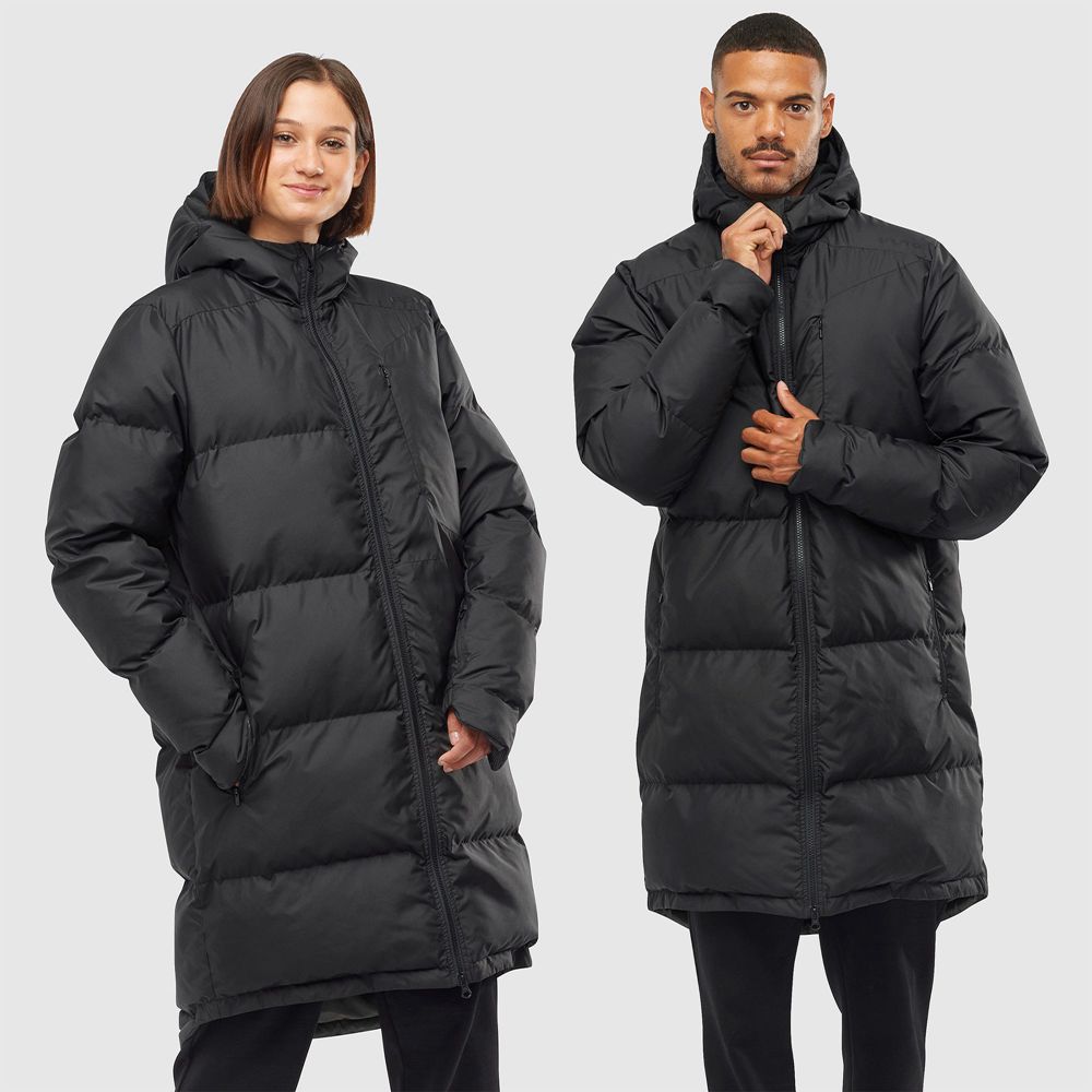 Kurtki Męskie Salomon OUTLIFE PACKABLE LONG PUFFER JKT U - Czarne - Polska (659-ZDHKRX)